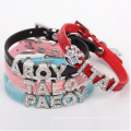 Wholesale Dog DIY Letras Personalizadas PU Ajustável Pet Collar De Couro